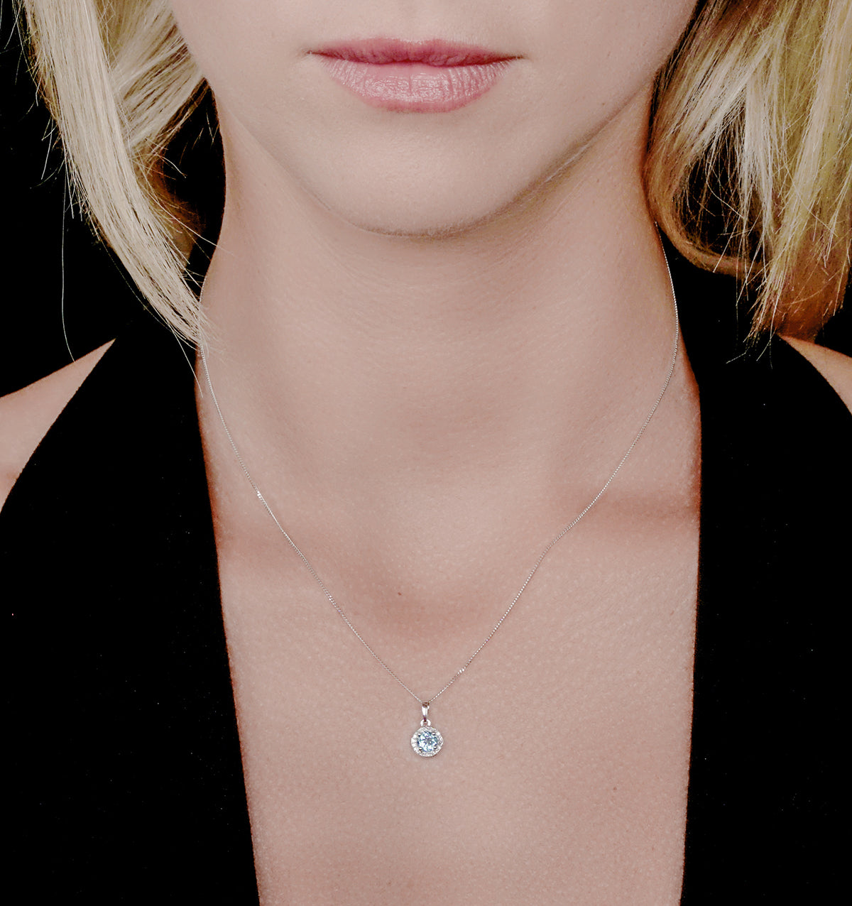 0.37ct Swiss Blue Topaz and Diamond Stellato Necklace in White Gold